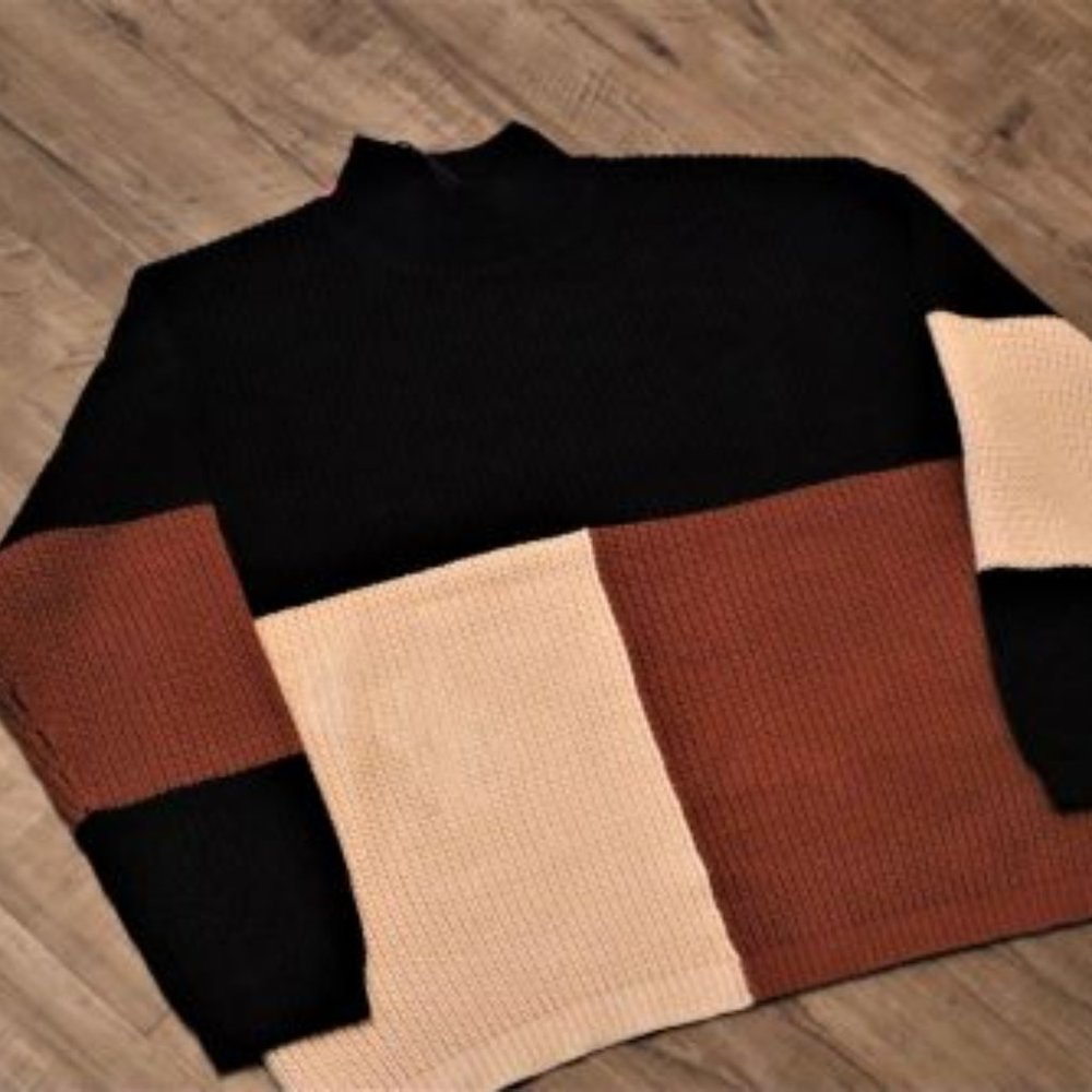 Black and Mocha Color Block Sweater